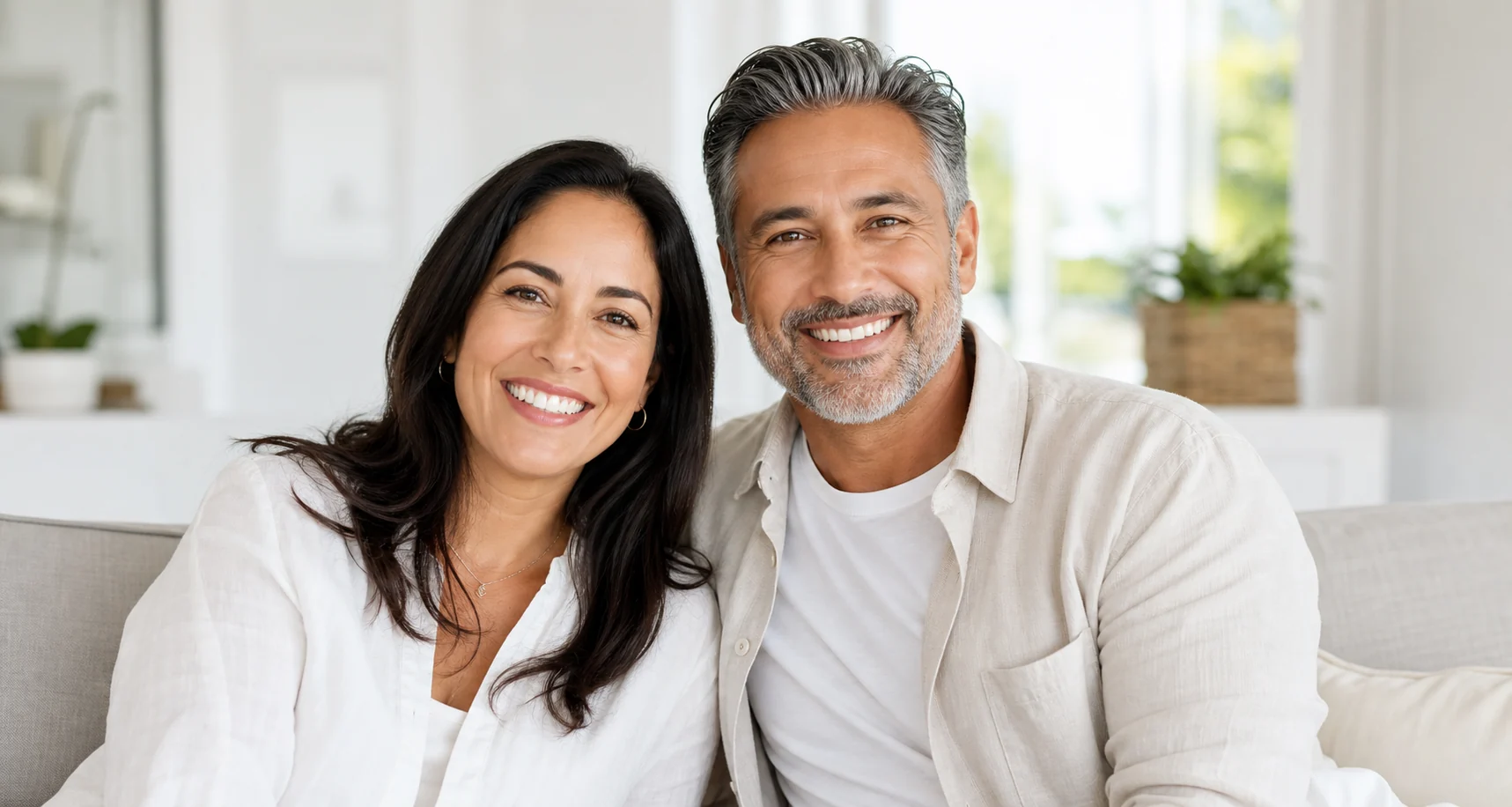 Smiling adults in a bright modern lifestyle setting